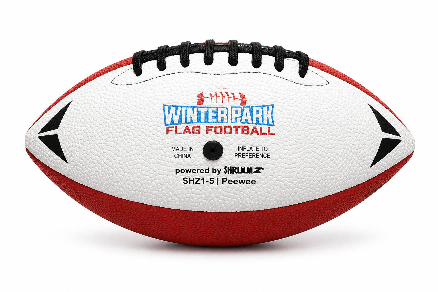 Winter Park Flag Football team football in red and white